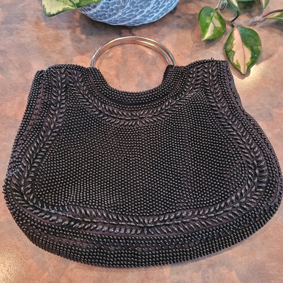Du-Val Handbags - DU-VAL Vintage Black Beaded Evening Bag